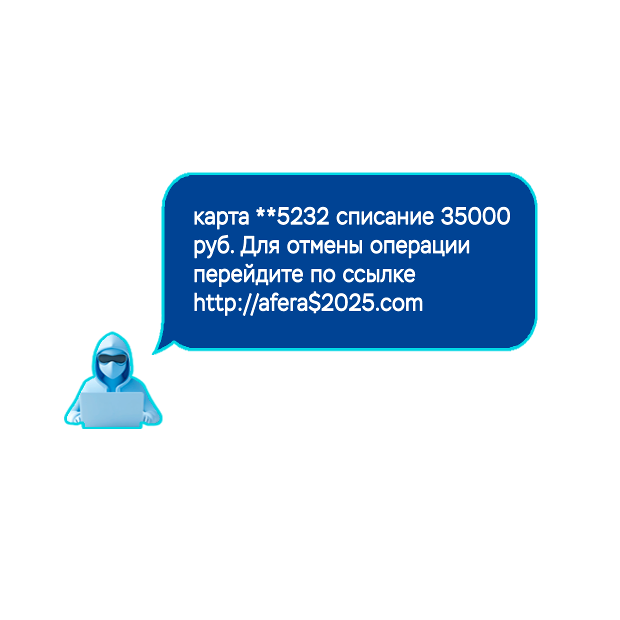 Пример мошеннического сообщения о списании денег